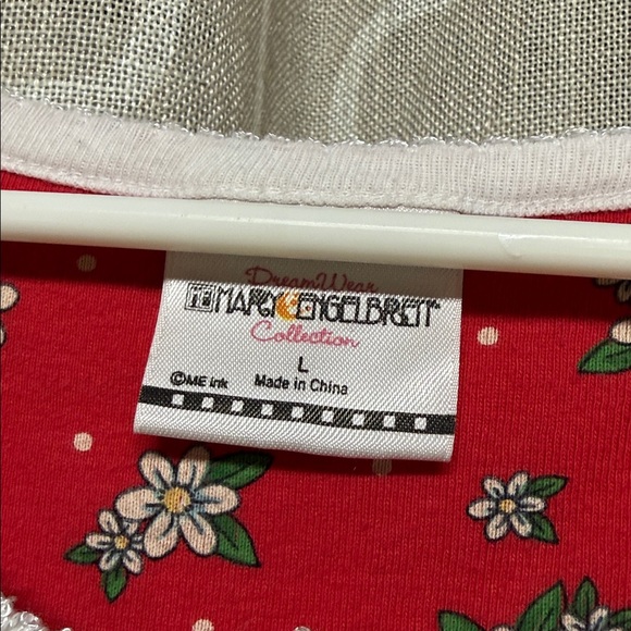 Mary Engelbreit white with Red cherry print house dress night gown size large - Picture 4 of 6